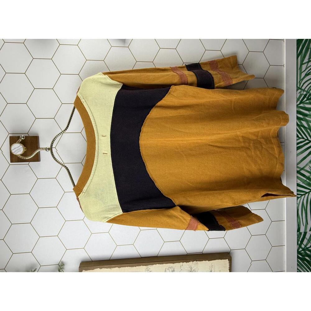 We The Free Dark Yellow Lightweight Boho Sinead 3/4 Sleeve Tee - Size - Small - Picture 3 of 6